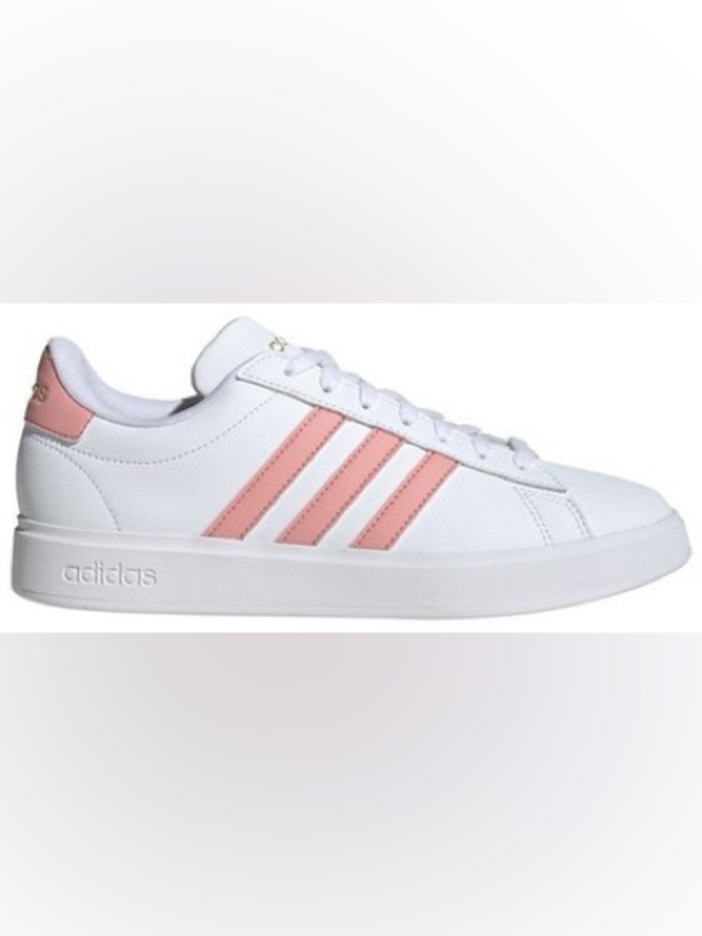 Adidas Grand Court 2.0 Cloudfoam sneakers in the White Semi Pink Spark colorway